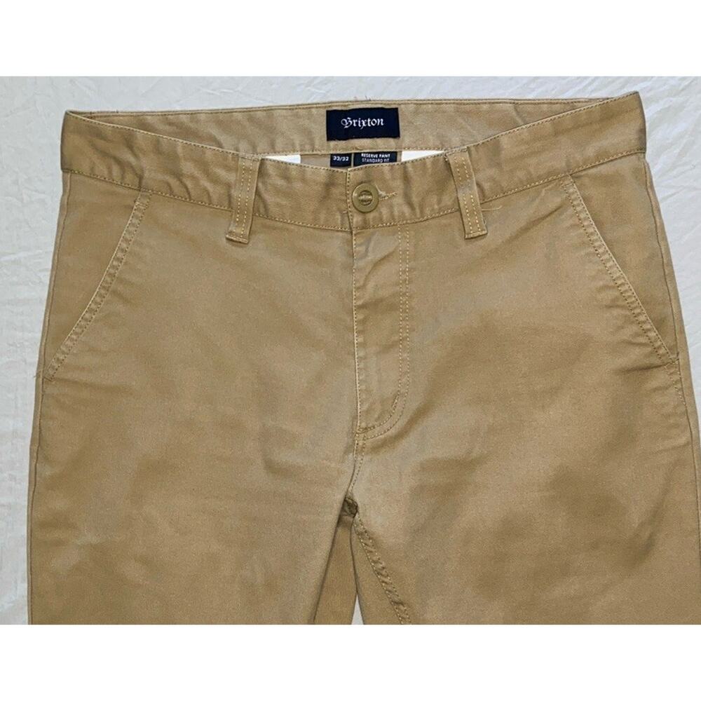 Brixton Flat Front Standard Fit Chino 'Reserve Pant' . Beige, Men's 33X31. - Picture 7 of 10